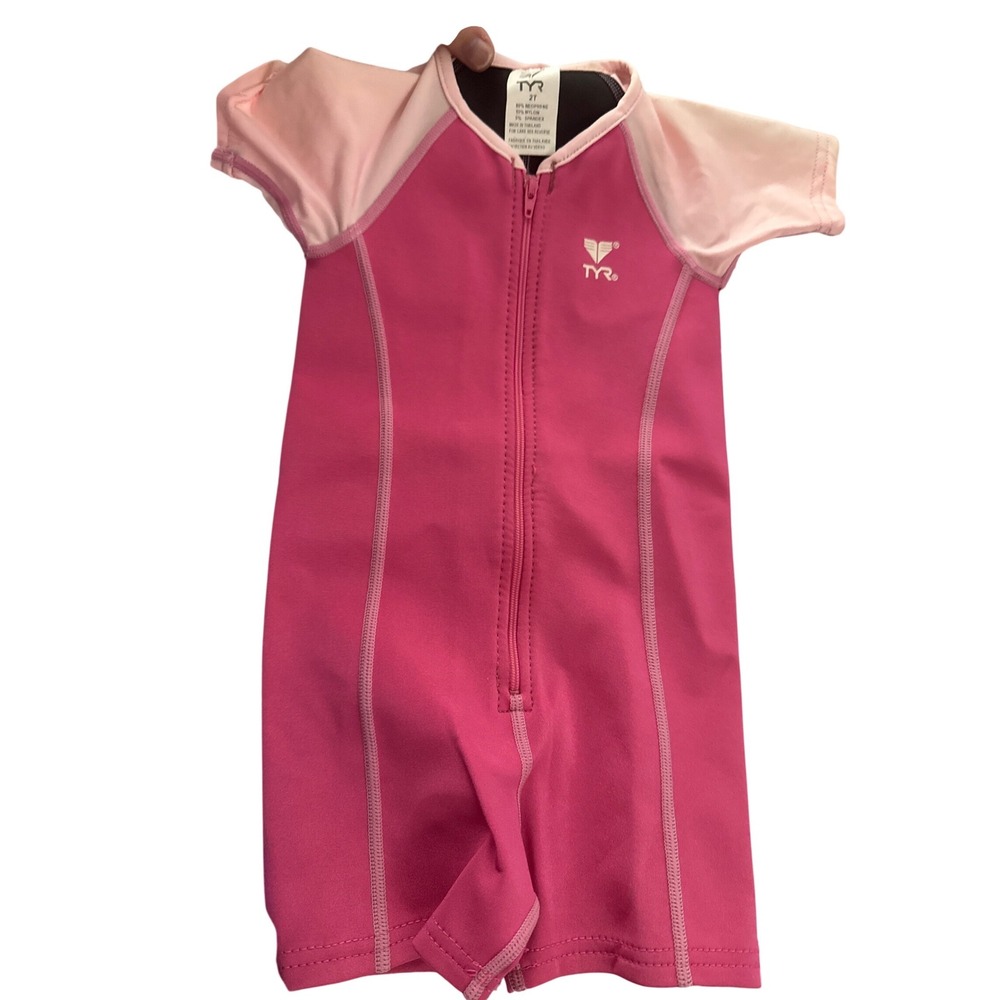TYR Kids Pink Thermal Wetsuit Short Sleeve One Piece Swimsuit Size 2T